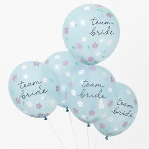 "Team Bride" Floral Confetti Balloons - 12-Inch, 5-Pack