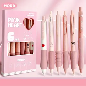 4 Colors Gel Pens Set ( Blue), 0.5mm Ink, 6pcs Per Pack, Dopaamine Focused, Student Writing Tools, Office Supplies