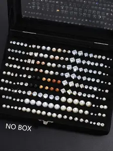 48-204 Pcs Stud Earrings Set, Ear Studs, Artificial Zircon Geometric Design, Casual Fashion Jewelry for Men Women Couples, Perfect Jewelry Gifts