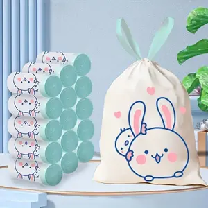 3 Rolls 45pcs 4 Gallon Drawstring Trash Bags Disposable Ziplock Multi-Purpose Plastic Bags for Home Office Cleaning Supplies Outdoor Camping Refrigerated