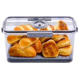 Airtight Bread Box for Kitchen Counter with Freshness Date Tracker Lid, Bread Storage Container & Bread Keeper for Homemade Bread, Toast, Bagels, Donuts, Cookies and Baked Goods, Grey