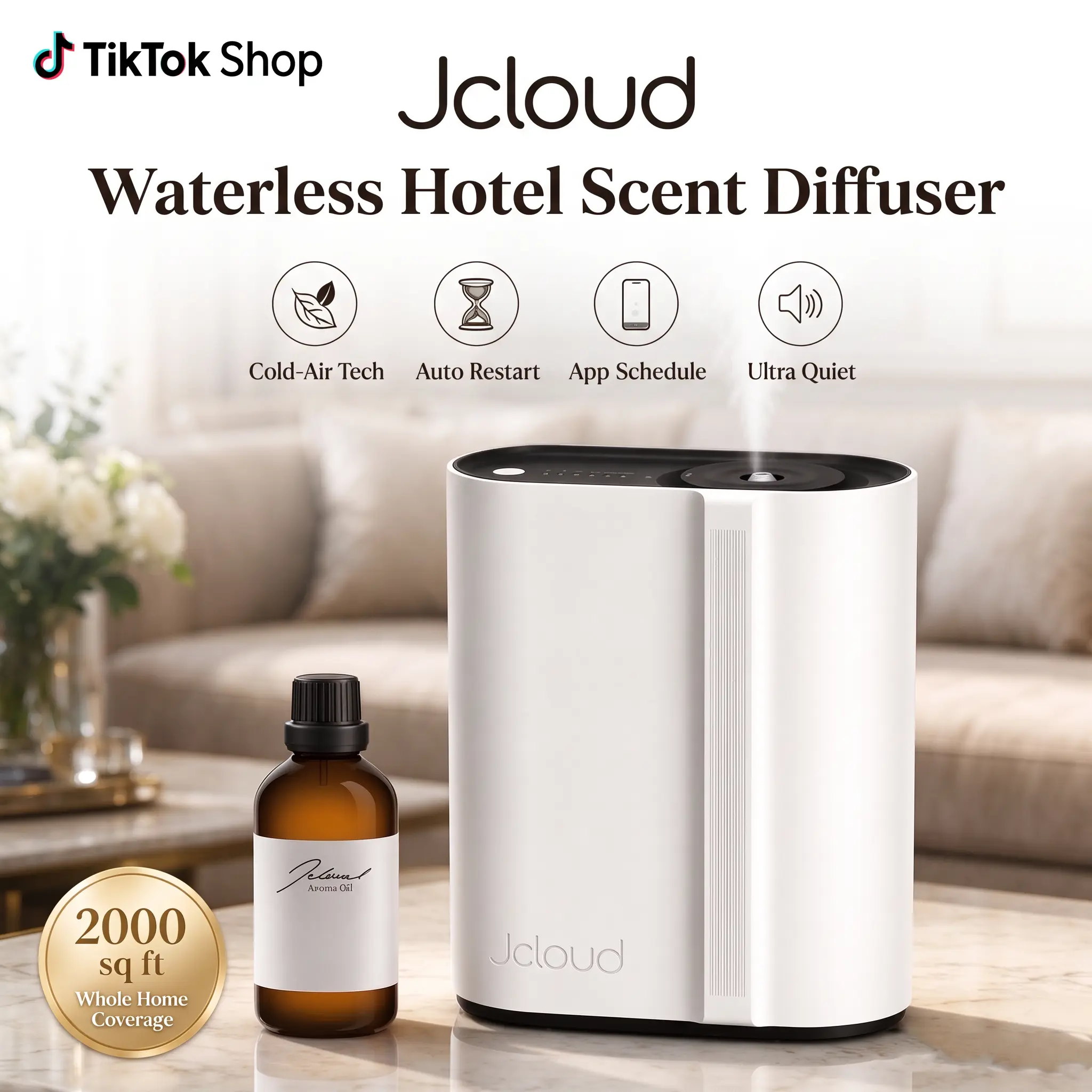 Waterless Hotel Essential Oil Diffuser, Diffuser for Home, Quiet Large-Room Aromatherapy Air Freshener, Commercial Fragrance Machine for Bedroom Office#familyfun #TikTokShopblackfriday
