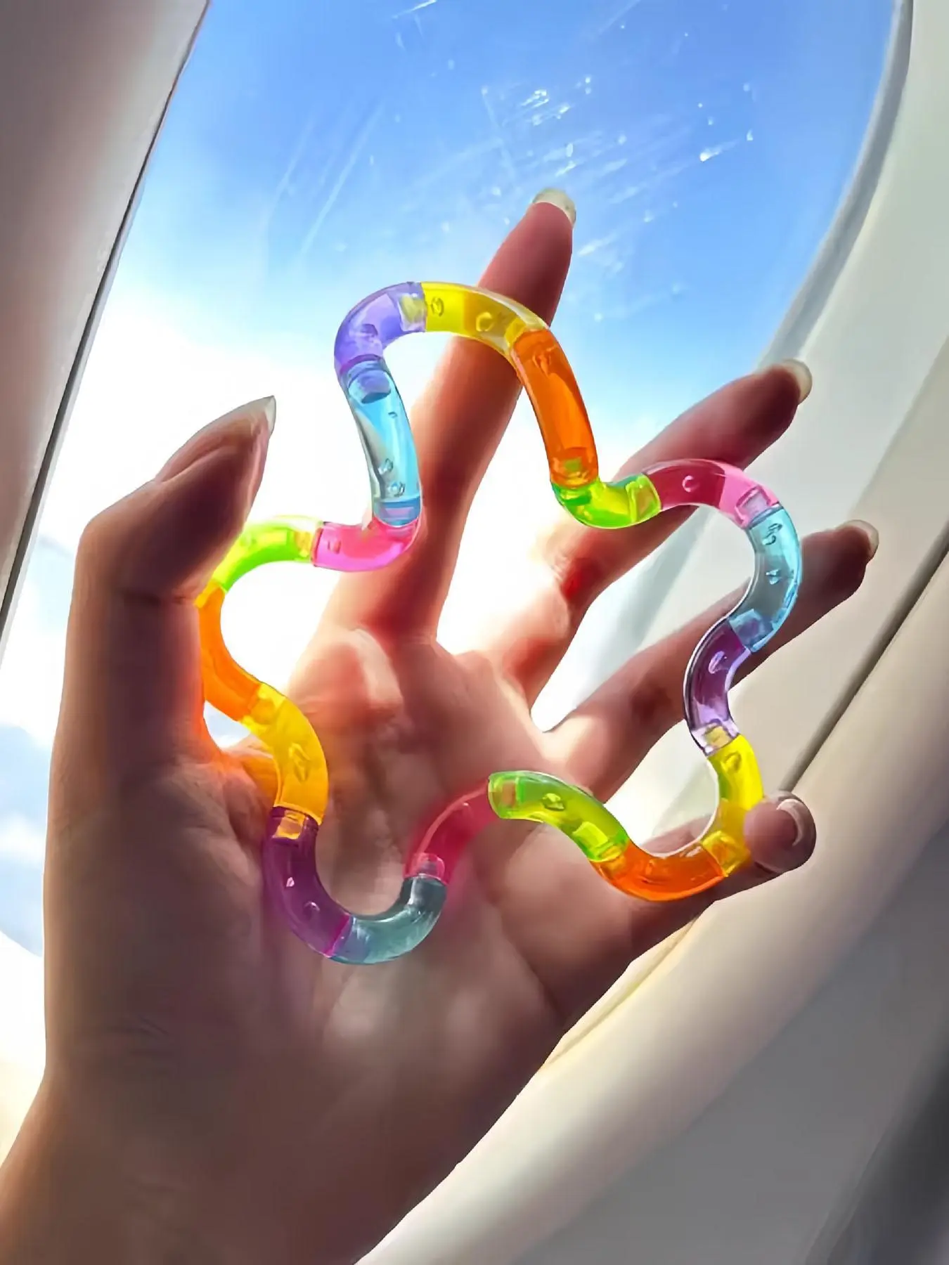 Deformable Rope Fidget Toy, Rainbow Color Stress Relief, Cute Plain ...