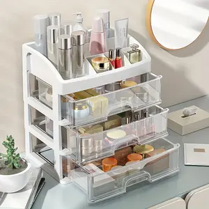 New multi-layer desktop with drawer storage box, small cosmetic storage box, stationery storage box, desktop storage box, office storage, multi-functional storage box, display stand, transparent multi-layer storage rack, Storage Drawer Platform