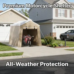 LH-Camping Tent UV Protection Mosquito Proof Large Size Durable Long Lasting For Family , Durable & Versatile Construction，Portable Garage with Removable Sidewalls & Doors, Car Canopy All-Season Tarp for Car Boat Truck Motorcycle，Khaki&Grey