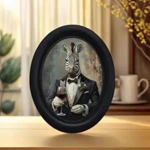 Vintage Art Zebra Poster, Suit and Wine Glass Design, Home Office Wall Decor, Perfect for Halloween Christmas Thanksgiving