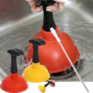 2pack (Toilet Plunger + Sink Drain Remover) Clog Remover, Hair Removal Drain Cleaner, Compact & Durable Sink & Drain Unclogger, Suitable For Kitchen Sink, Bathroom Sink, Shower And Bathtub, Commercial, Residential Use, Drain Unclogging(Random color)