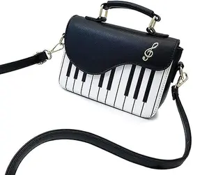 Essenburg piano gifts/Music Themed Gifts Piano Design PU Leather Crossbody Shoulder Purse Tote Bag For Women, Teens/Handbag gifts for piano players/Fashionable piano purse for Musicians