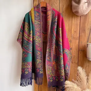 Winter Thick Warm Scarf Women Cashmere Paisley Shawl and Wraps Pashmina Neckerchief Bufanda Female Embroidery Bandanna Echarpe