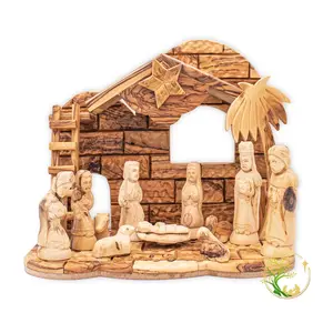 Large Nativity set from the Holy Land | Olive Wood Christmas manger Nativity scene | Nativity set Christmas decoration Gift Box Wooden