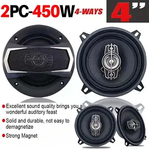 4 Inch 450W 4-Way Car HiFi Coaxial Speaker With Dust Cover & Audio Cable, Audio Speakers, Easy Installation & Durable Design, Auto Audio Music Stereo Full Range Frequency Speakers, Car Accessories