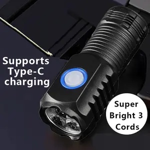 Mini LED Flashlight, USB Rechargeable Flashlight, 3 LED Wicks Flashlight, Compact & Portable Flashlight for Night Travel, Emergency Maintenance, Outdoor Exploration, Powerful Flashlight, Super Bright Flashlight