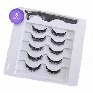 5 Pairs Natural Daily Wear False Eyelashes Set with Applicator & Accessories Makeup