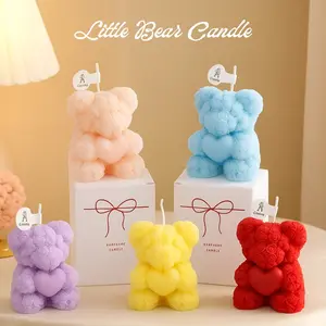 Heart Rose Bear, 60g Soy Wax, Energy Dopamine Color Match, Home Aromatherapy, Home Fragrance, Candle Decor, Valentine's Day/birthday Gift, Romantic Candle Gift
