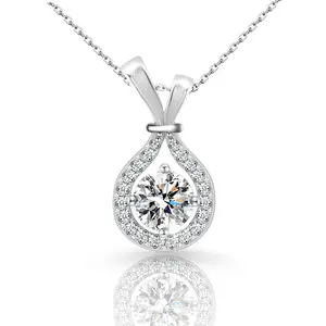 S925 Sterling Silver Moissanite Teardrop-Shaped Necklace For Women, Aquarius Fashion Pendant Collarbone Chain