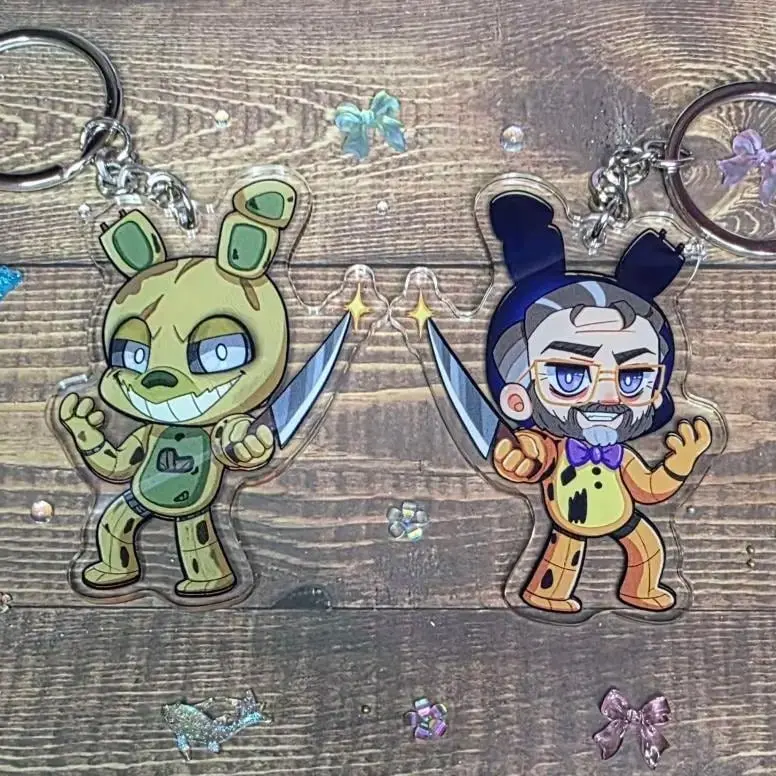 Springtrap William Afton Five Nights at Freddy's Acrylic Keychain - Cute Acrylic Cartoon Keychain, Funny Meme Character Charm for Keys, Bags, Backpack, Durable Gift for Fans & Collectors