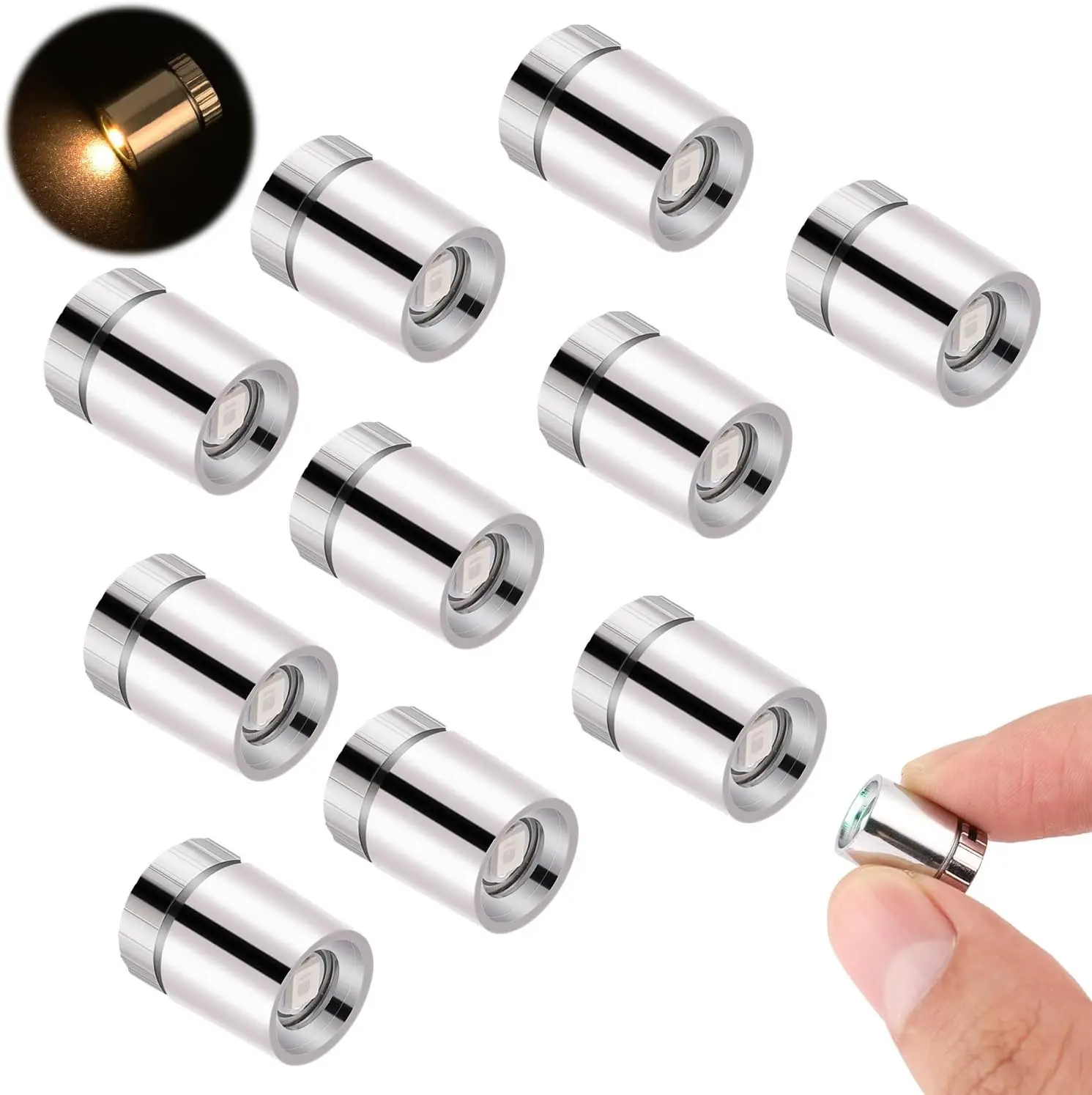 10pcs Led Mini Lights, Small Led Lights for Dollhouse Crafts Accessories | Silver Battery Included Doll House Lights for Paper Lantern Party Decoration Crafts Dollhouse Accessories (Warm White Light)