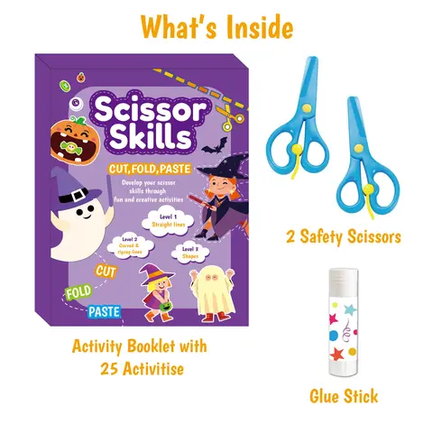 Scissor Skills Activity Book - Snip Snip, Easter Basket Stuffers, 25 Fun Cutting & Creative Activities for Toddlers, 2 Child-Safe Scissors, Felt Craft Kit, Gift for Kids Ages 3, 4, 5, 6, 7