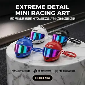 4-Color Mini Racing Helmet Keychain - Alloy Keyring with Shiny Visor, Stylish Accessory for Motorcycle Lovers & TikTok Trend