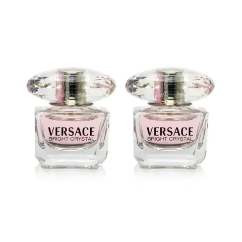 Versace Bright Crystal Eau de Toilette Mini Splash – 2 Pack Miniature Set (0.17 oz / 5ml each) Glam Elegant Alluring Fragrance Elegant Perfume