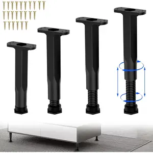 Adjustable Height Center Bed Support Leg for Sagging Shelf, Furniture Legs for Frame,Slat and Riser, Adjustable Height 8.3"-14.5" (4PCS)