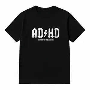 Funny ADHD Graphic T-Shirt, "Highway to Distraction" Quote Tee, Trendy ADHD Shirt, Humorous Mental Health Awareness Tee, Casual Unisex T-Shirt, Gift for ADHD Advocates