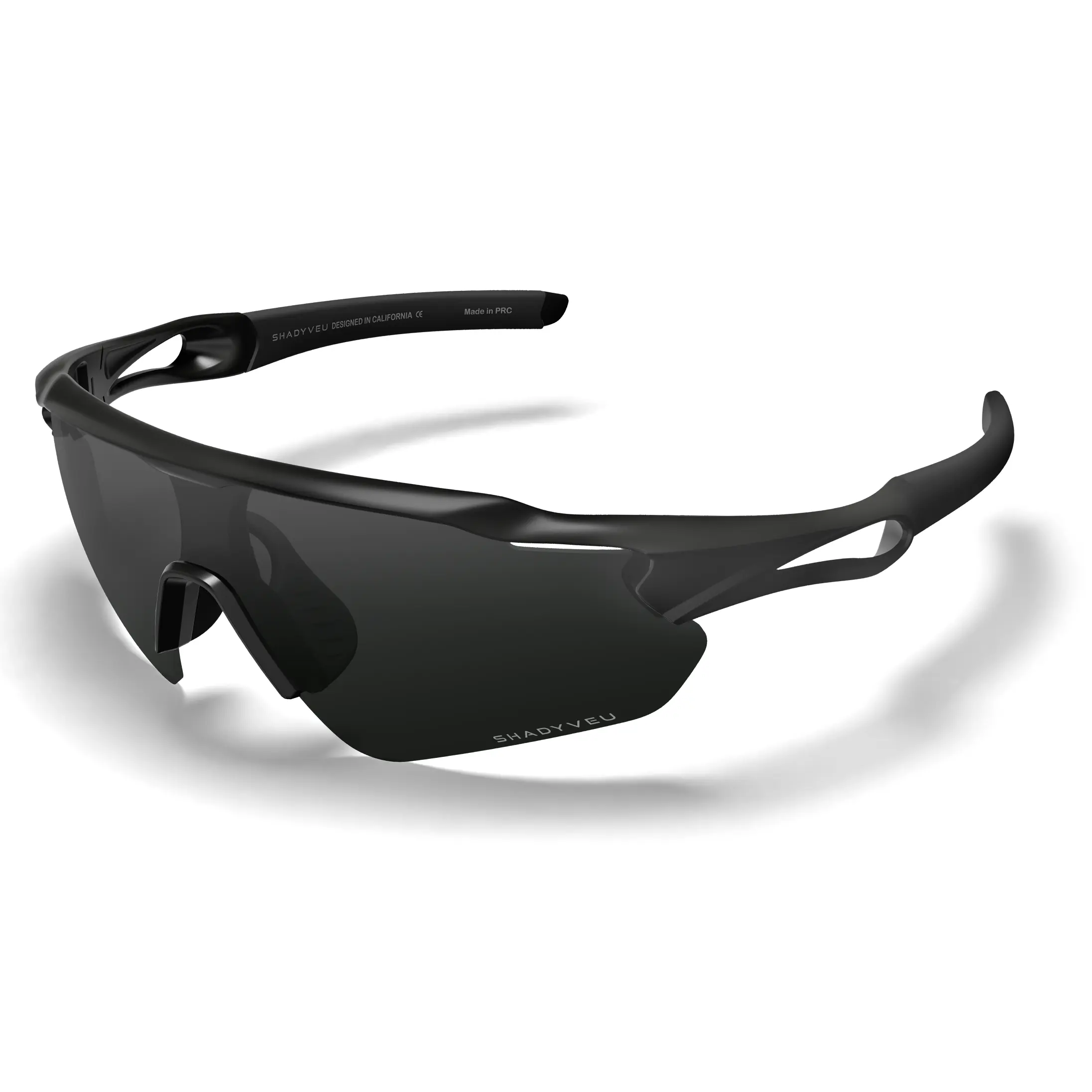 ShadyVEU Super Dark Black Polarized Half-Frame Sunglasses, Comfortable for Sensitive Skin