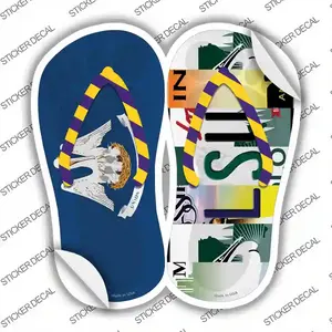 LA Flag|LSU Strip Art Novelty Flip Flops Sticker Decal