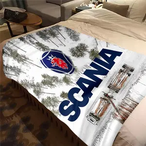Scania Logo Printed Cute Cartoon Plush Blanket Suitable for All Seasons, Soft and Comfortable Sofa Mattress Office Outdoor Blanket Camping Travel Home Blanket Black Friday Christmas Gift B502