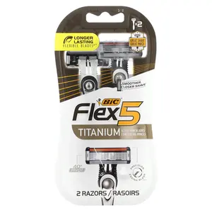 BIC Flex 5, Men's Disposable Razors, 2 Razors