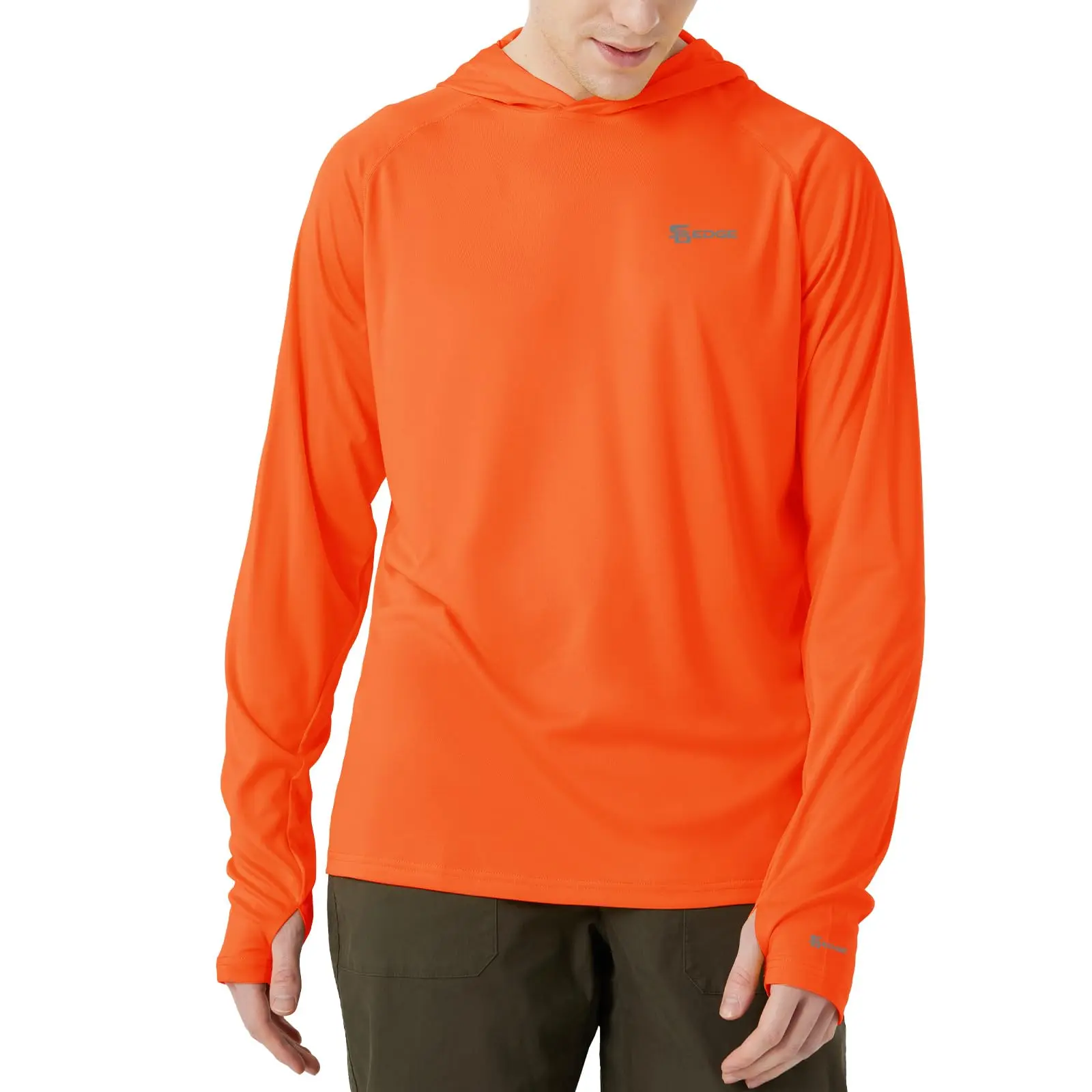 SG Edge UPF 50 Sun Protection Long Sleeved UV Shirts For Man Hoodie Fishing Shirt Men's Rash Guard Swimming Shirt Outdoor Hiking Shirt Yellow Orange Long Sleeves