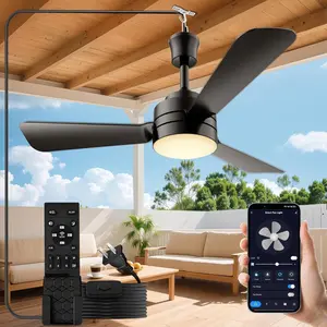 PBLALA 28" Gazebo Fan with Light,Plug in ceilling Fan Light,Outdoor Ceilling Fan with Light,35W 3000-6500k,Remote/APP Control,Portable Fan Light for Patios,Porch