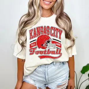 Vintage Kansas City Football Shirt, KC Football Shirt, GameDay Shirt, Sports Fan Gifts, Kansas City Fan Gifts, Football Shirt, Tshirt Comfort Shortsleeve Grey Womenswear