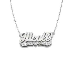 Heart Script 925 Sterling Silver Double Nameplate Necklace