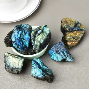 Labradorite Rough Rock, Raw Natural Stone, Chakra Crystals, Quality Gemstones for Reiki Healing, Wellness, Meditation, Handmade in Our Lapidary Workshop (2 pcs)