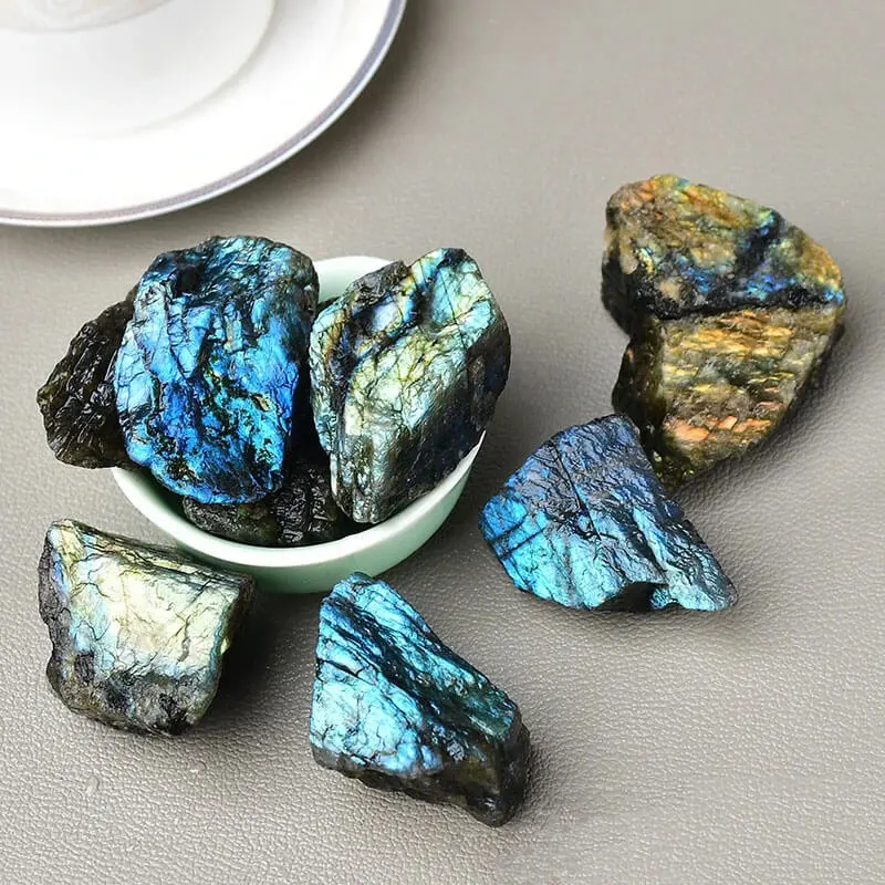 Labradorite Rough Rock, Raw Natural Stone, Chakra Crystals, Quality Gemstones for Reiki Healing, Wellness, Meditation, Handmade in Our Lapidary Workshop (2 pcs)