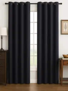 Luxury Glow Faux Silk Curtain Panel – 2 Panel Set, Each 54x84”, 8 Grommets, Elegant Light Blocking Drapes for Bedrooms Living Rooms -Navy Blue