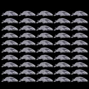 50pcs Unpainted Hard Bait Mini Crankbait, Bionic Bass Fishing Lure