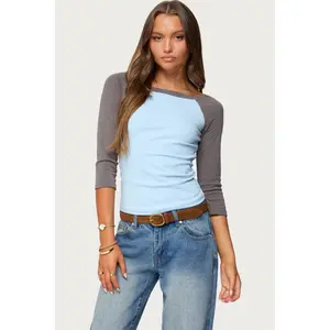 Keri Boat Neck Contrast Raglan Top