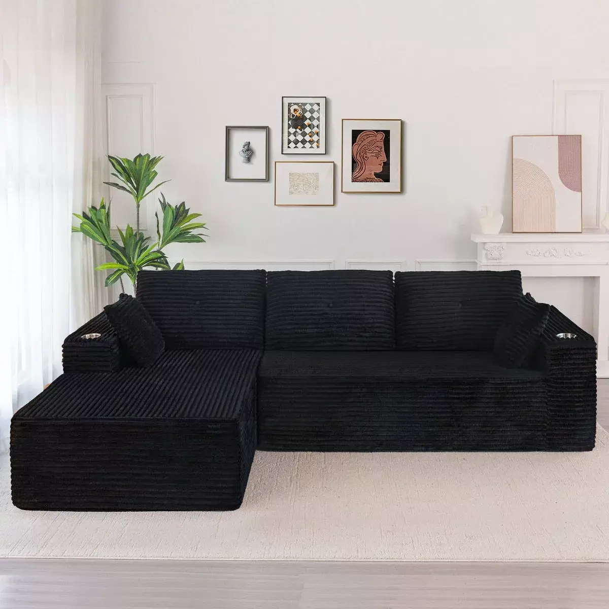 Black-Left Facing Chaise