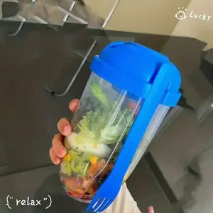 1000ML Leak-Proof Salad Cup, Portable Fruit Vegetable Milk Bottle, No Stirring Salad Meal Shaker, Commuter Lunch Cup, Leakproof Durable Reusable