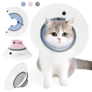 Adjustable Cat Elizabethan Collar, PVC Breathable Mesh Patchwork, Strong Durability, Anti-Licking Biting Scratching Wound Isolation Care