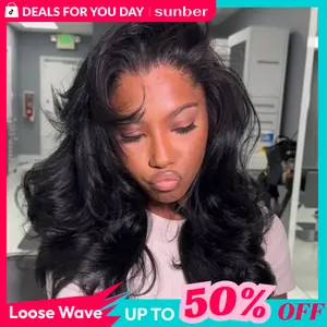 Salon Style at Home-Sunber Pre-Styled Body Wave Lace Frontal Wig with Side Bangs Layered Cut Human Hiar Wigs-No-Fuss, Glueless & Ready to Wear Wig Pre Cut Pre Bleached Pre Plucke 180% Density Summervibes summerwins DealsForYouDays