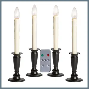 Set of 4  Operated Window Candles with Remote Control - (Black Onyx)