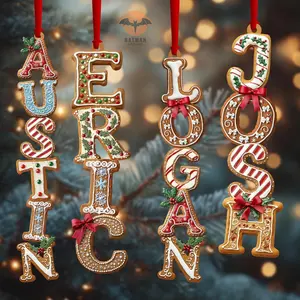 [NEW] Personalized Gingerbread Alphabet Ornament | Custom Kids Name Christmas Tag & Stocking Stuffer