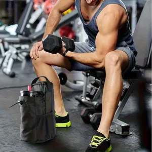 Gym Magnetic Water Bottle Bag, Portable Crossbody Bag - Black Fitness Storage Pouch With Strong Magnetic Closure, Suitable For Gourd Bell, Dumbbells, Phone & Essentials, College Style Sports Bag, For Fitness, Exercise Gym Bag Drinkware Tumbler Cup Mug