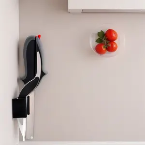 Multi-Cutting Kitchen Scissors, 2-in-1 Stainless Steel Bladed Tool with Plastic Cutting Board & Safety Locking Clamp, for Fruits, Vegetables, Meat & Cheese, Father’s Day Gift