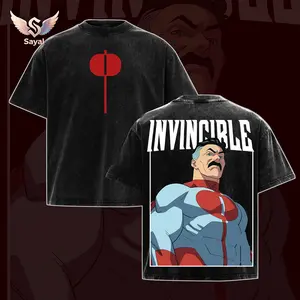 Omni Man Invincible War Comic Washed Tee, TV Show Comics Washed T-shirt Heavyweight Cotton, Unisex Shirt Menswear Top Menswear Oversized Seamless Soft Clothes Classic Apparel Streetwear Fabric Hoodie Sweater Tanks