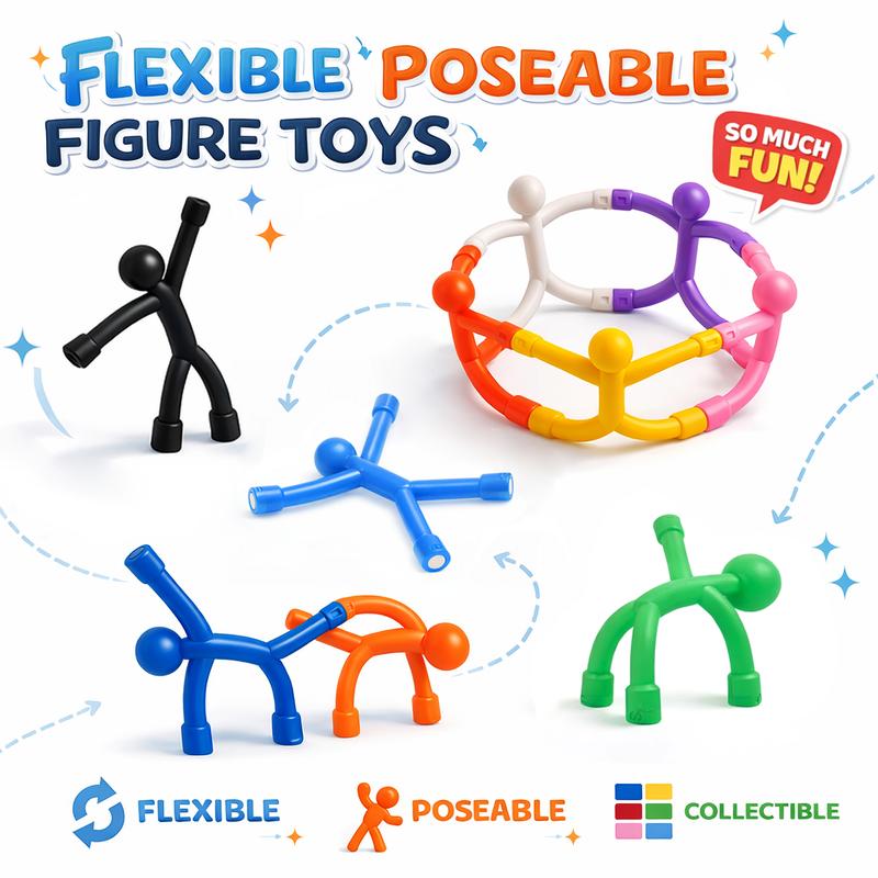 10Pcs Colorful Magnetic Humanoids for Kids .Flexible Fridge Magnets & Fidget Toys, CreativeMagnetic Characters, Suitable for FunDecorations on Refrigerators, Whiteboards orOffices