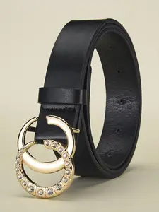 Women's Vintage Style Belt, Luxury Rhinestone Buckle Design, All-Season Casual Waistband, Plain Pattern, No Ca Prop 65 Warning, Vintage Texture Belt, Rhinestone Buckles Belt